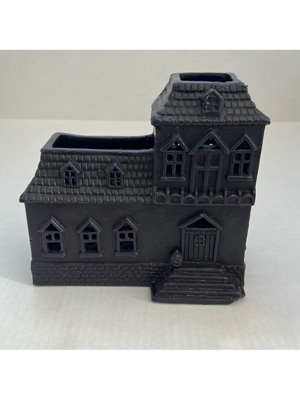 Pottery Barn Wax Haunted House Votive Candle Holder Halloween Vintage Black